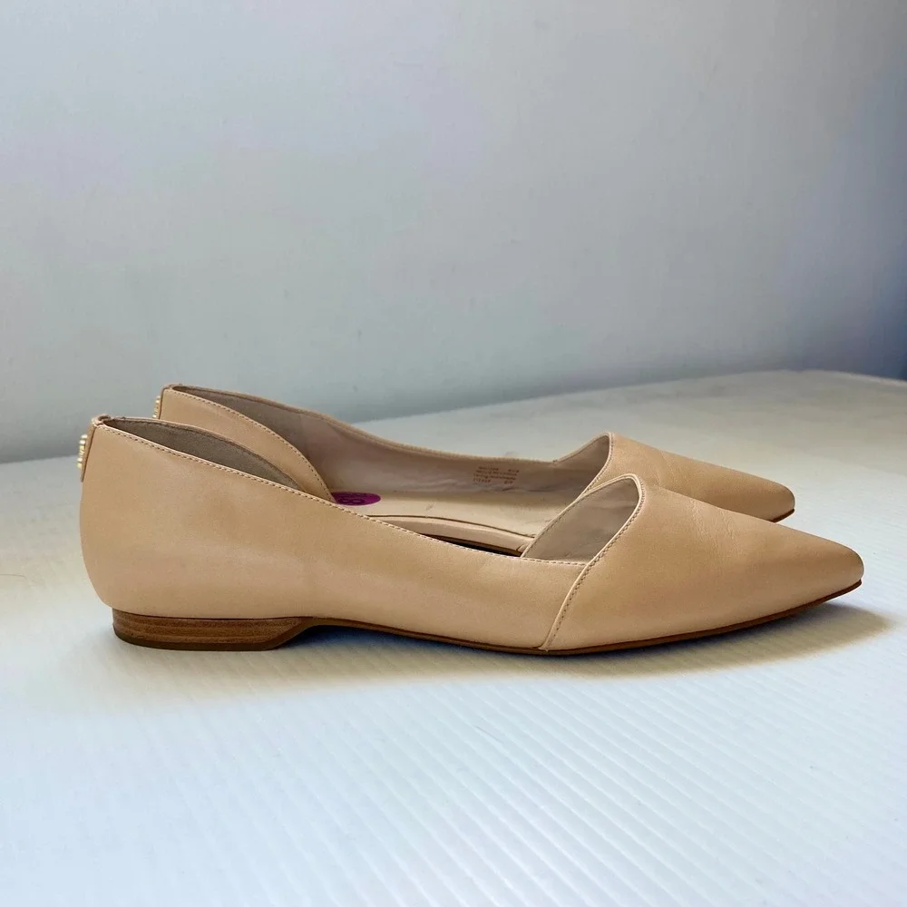 Cole Haan Bambra Skimmer II Nude Tan Leather D'Orsay Pointed Toe Flats Women 8.5